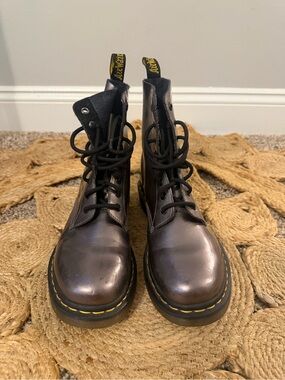 Dr. Martens Metallic Brown Lace-Up Ankle Boots